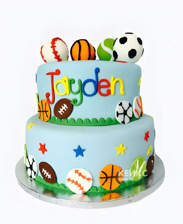 Торт мальчику на 5 лет с мячами Торт мальчику на 5 лет с мячами Фото