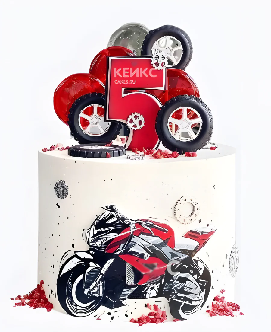 Торт мальчику на 5 лет с мотоциклом Фото