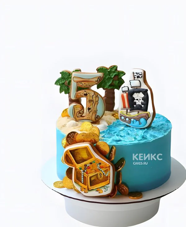 Торт мальчику на 5 лет с пиратскими сокровищами Торт мальчику на 5 лет с пиратскими сокровищами Фото
