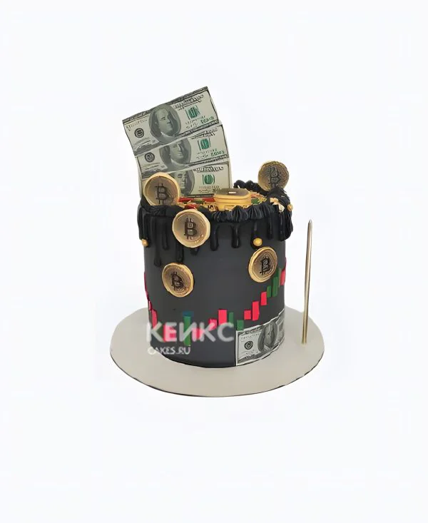Торт мужчине на день рождения с купюрами и монетами Торт мужчине на день рождения с купюрами и монетами Фото