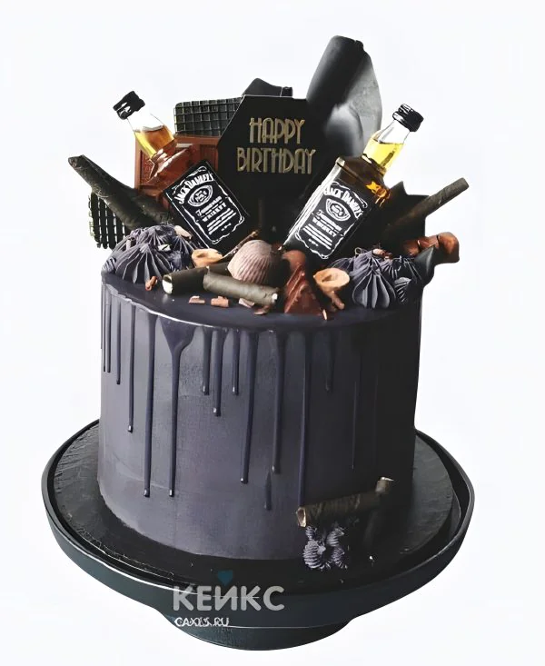 Торт на день рождения мужчине со сладостями и виски Торт на день рождения мужчине со сладостями и виски Фото