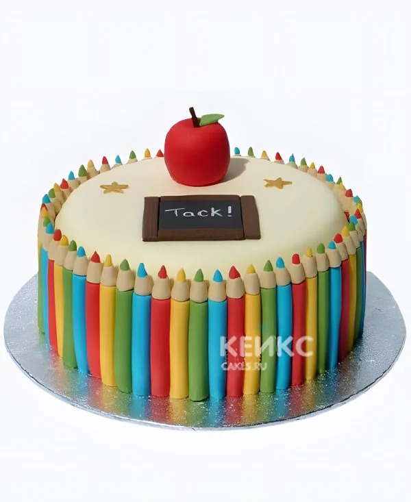 Торт на выпускной в детский сад с карандашами и яблоком Торт на выпускной в детский сад с карандашами и яблоком Фото