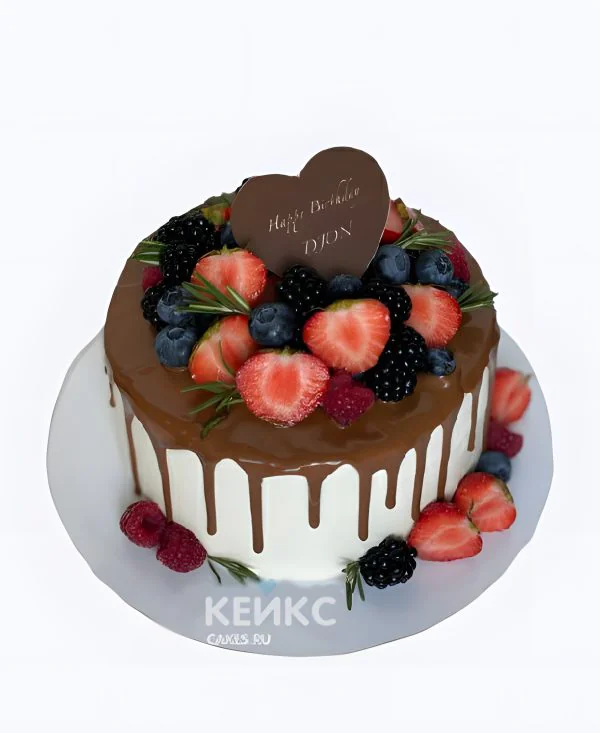 Торт с надписью и ягодами Торт с надписью и ягодами Фото