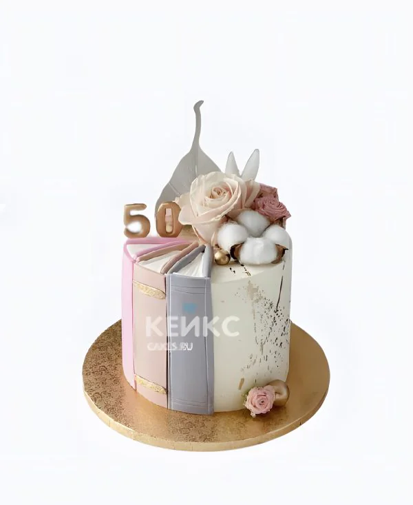 Торт женщине на 50 лет с розой Торт женщине на 50 лет с розой Фото