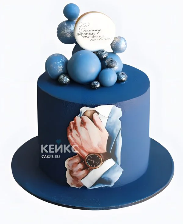 Велюровый торт мужчине на день рождения с фотопечатью Велюровый торт мужчине на день рождения с фотопечатью Фото