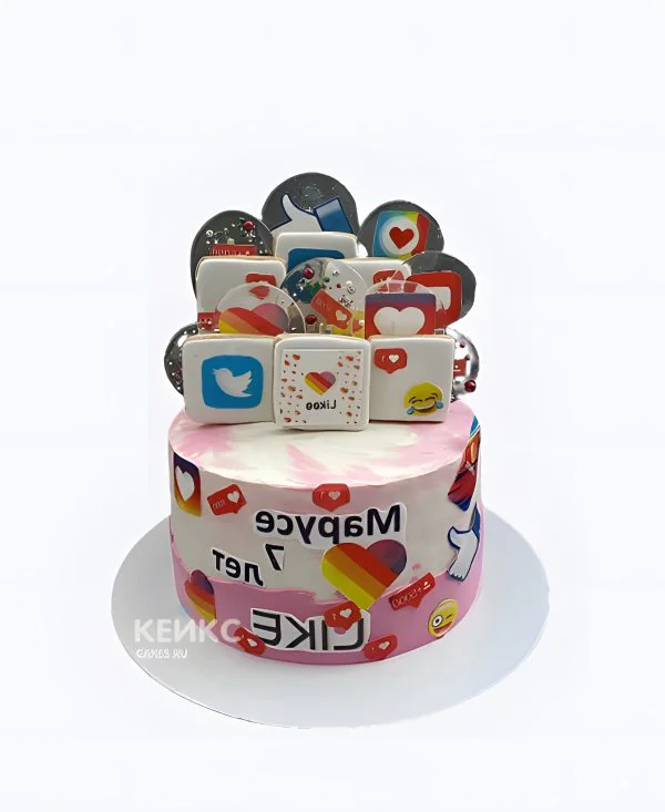 Акварельный торт с лайками и другими социальными сетями Акварельный торт с лайками и другими социальными сетями Фото