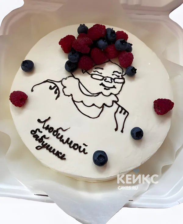 Бенто торт бабушке с малиной и голубикой Бенто торт бабушке с малиной и голубикой Фото