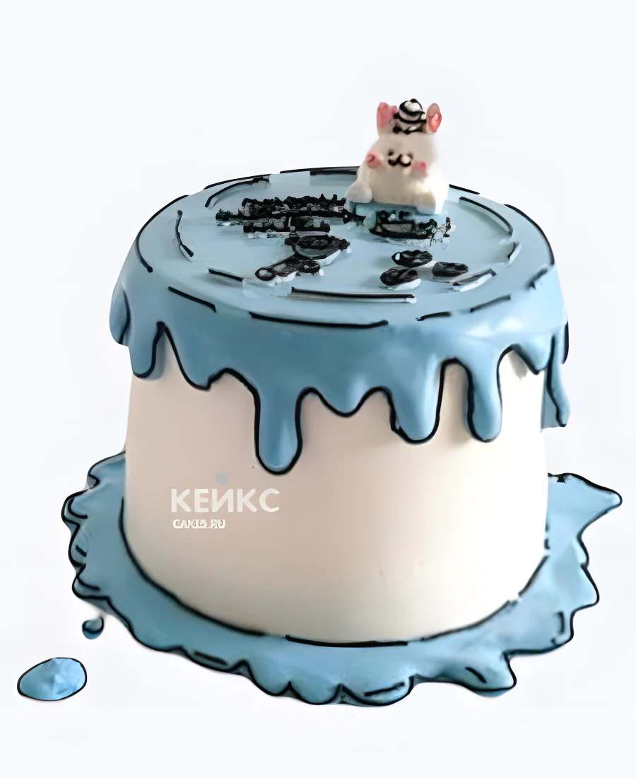 Бенто-торт для девочки белый с зайчиком и глазурью Фото