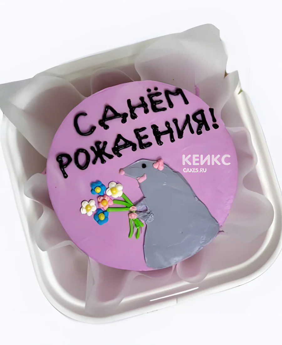Бенто-торт для дочки в день рождения с крысой и цветами Бенто-торт для дочки в день рождения с крысой и цветами Фото