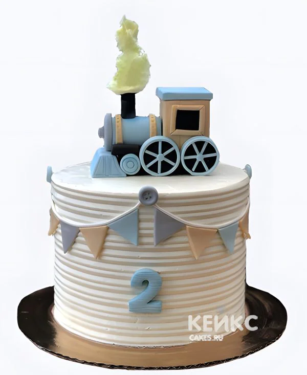 Бенто торт на 2 года мальчику с паровозиком и цифрой Бенто торт на 2 года мальчику с паровозиком и цифрой Фото