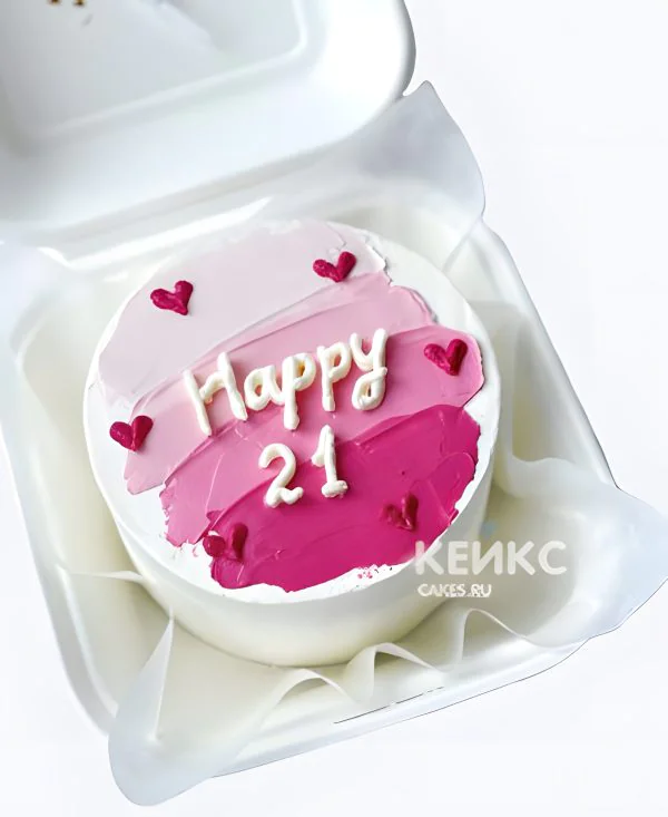 Бенто торт на день рождения с мазками и цифрой Фото