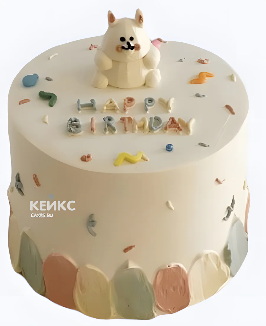 Бенто-торт на годик с фигуркой зверушки и конфетти Бенто-торт на годик с фигуркой зверушки и конфетти Фото