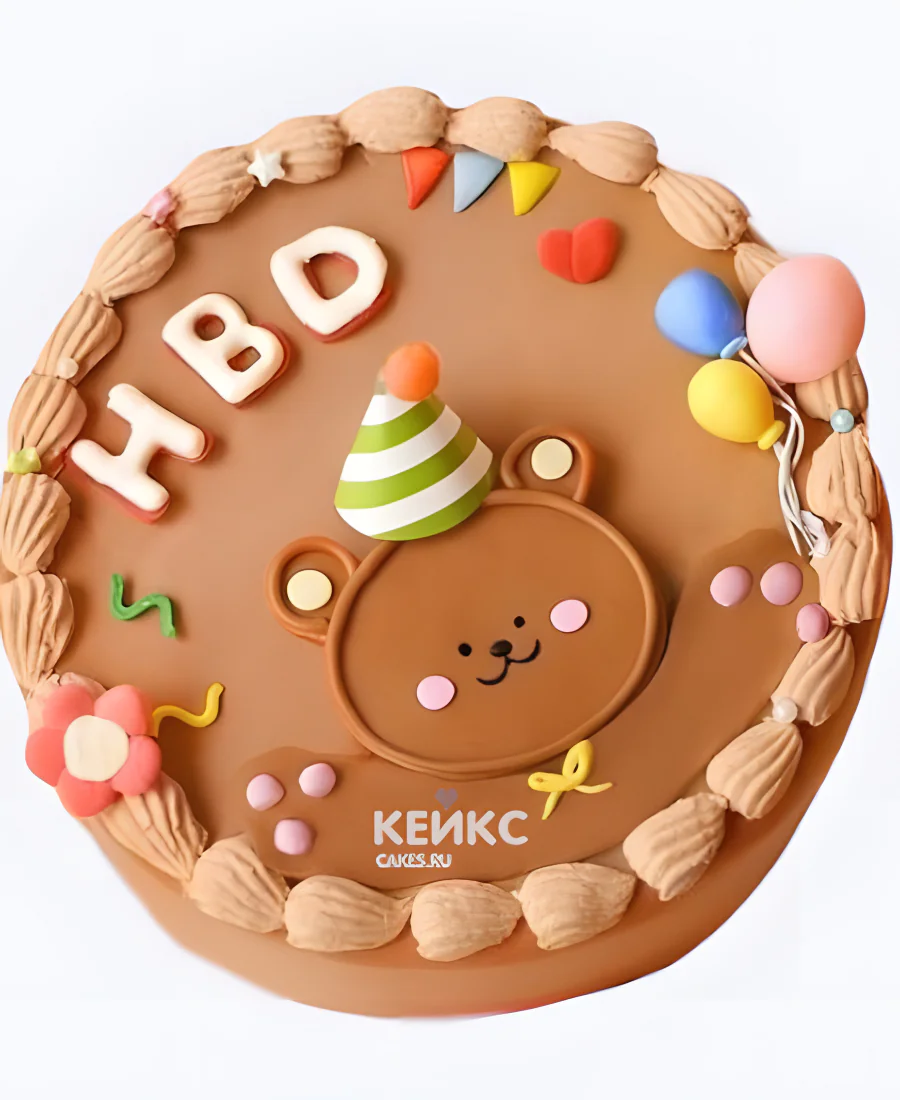 Бенто-торт на рождение с мишкой и шариками Бенто-торт на рождение с мишкой и шариками Фото