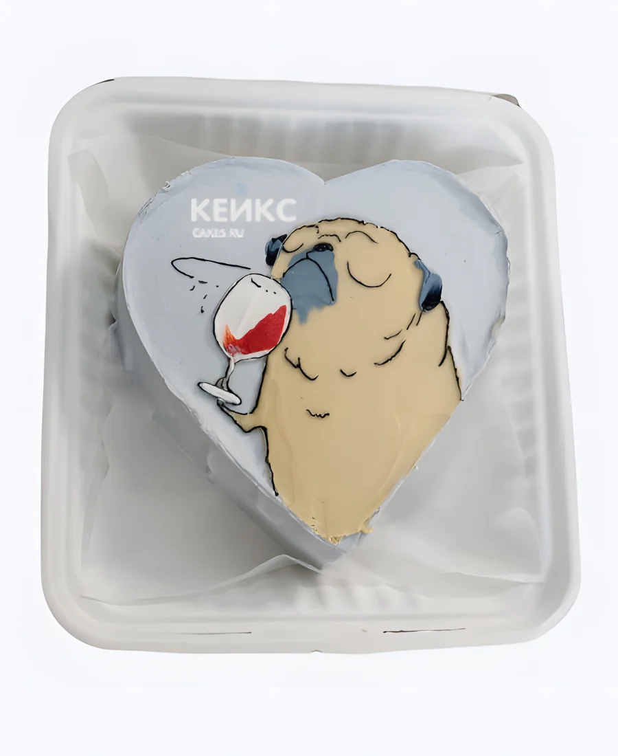 Бенто торт с мопсом в виде сердечка Бенто торт с мопсом в виде сердечка Фото