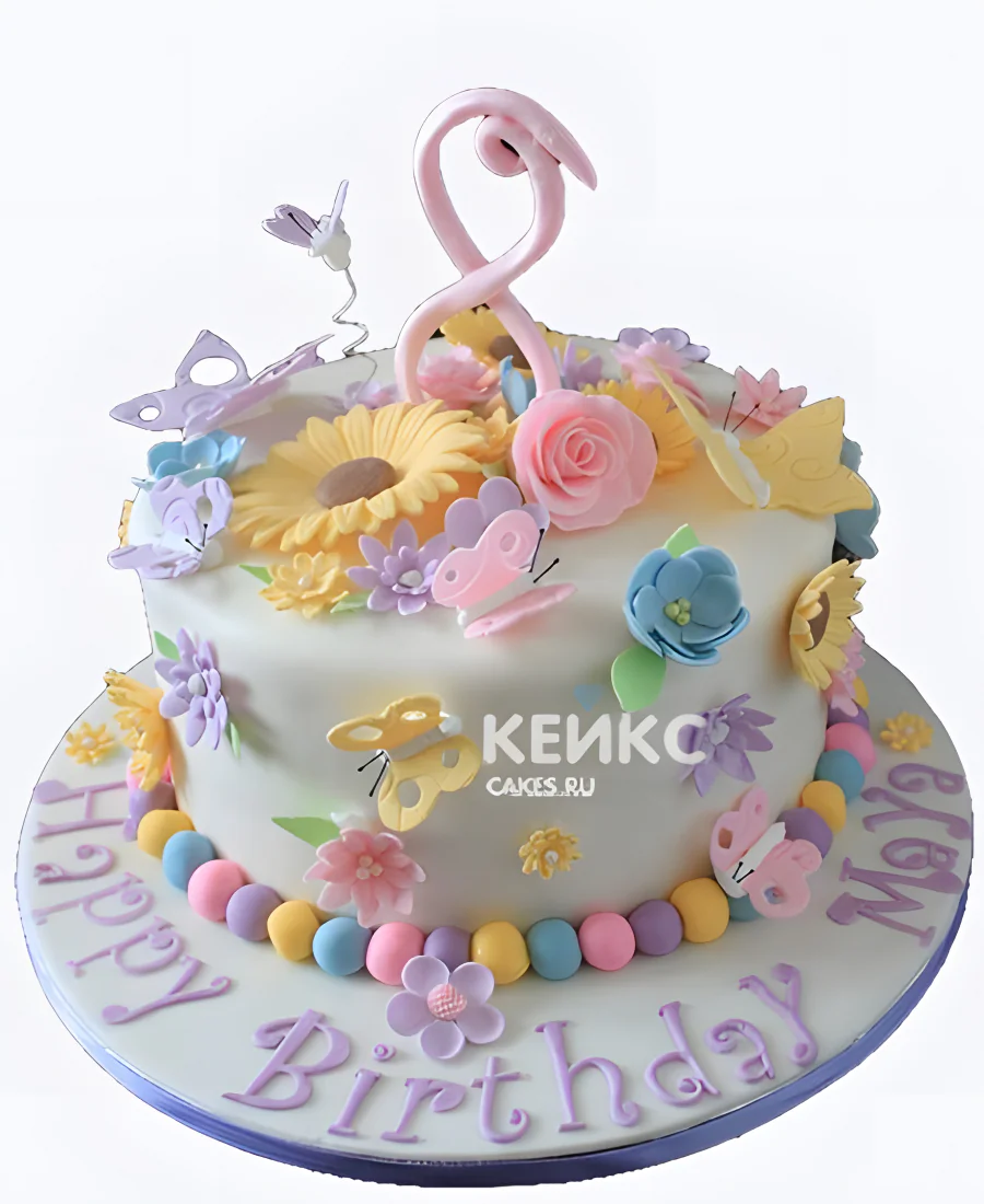 Бенто торт с цветами и цифрой 8 Бенто торт с цветами и цифрой 8 Фото
