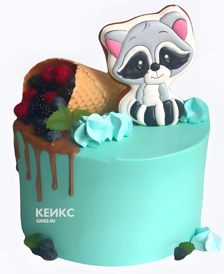 Бирюзовый торт с енотом Бирюзовый торт с енотом Фото