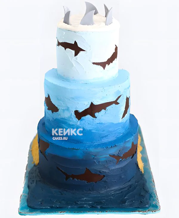 Большой торт мальчику на 15 лет с акулой Большой торт мальчику на 15 лет с акулой Фото