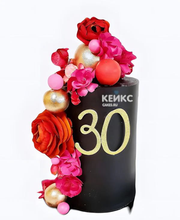 Черно-малиновый торт на юбилей 30 лет Фото