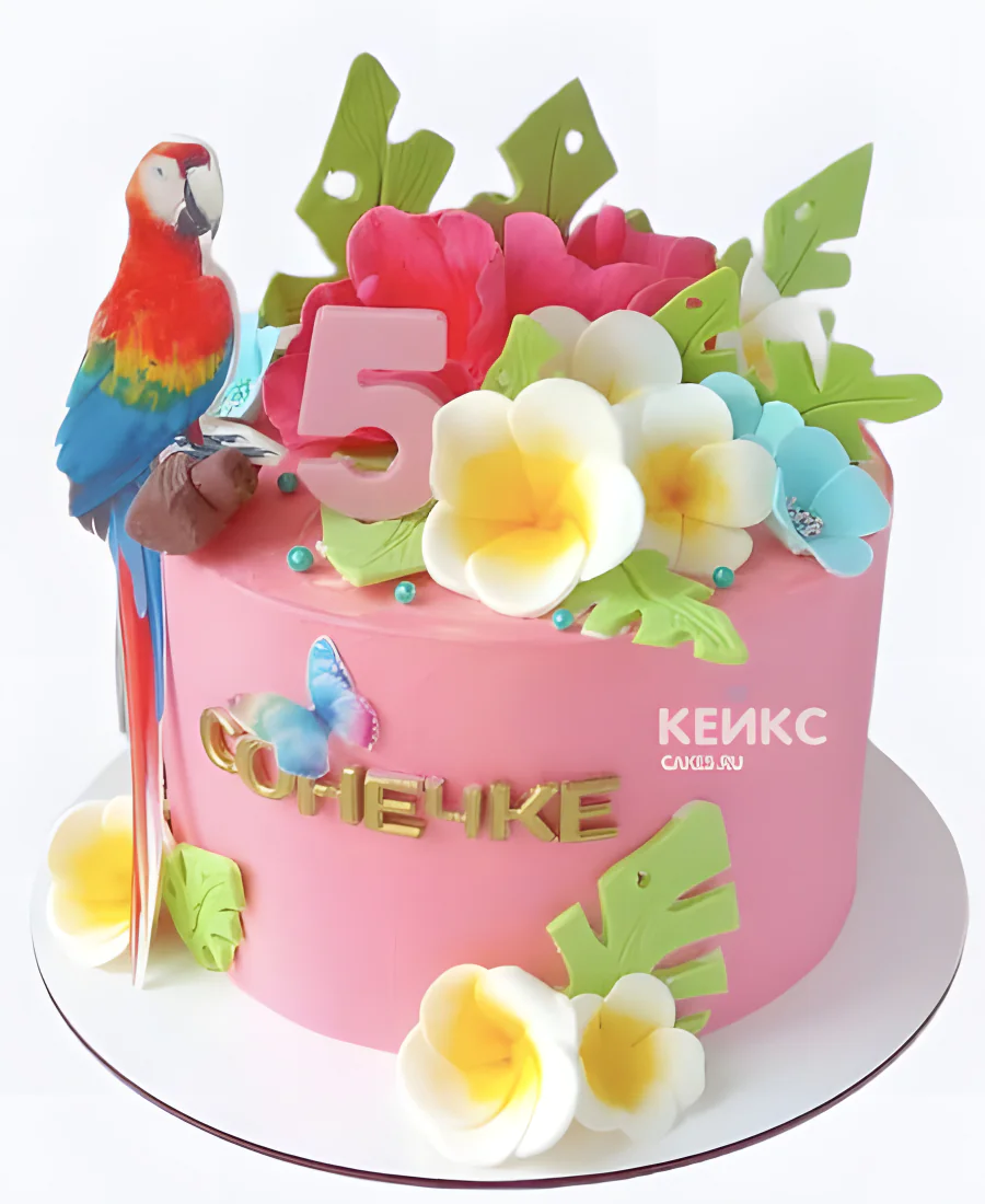 Детский торт с попугаем для дня рождения Детский торт с попугаем для дня рождения Фото