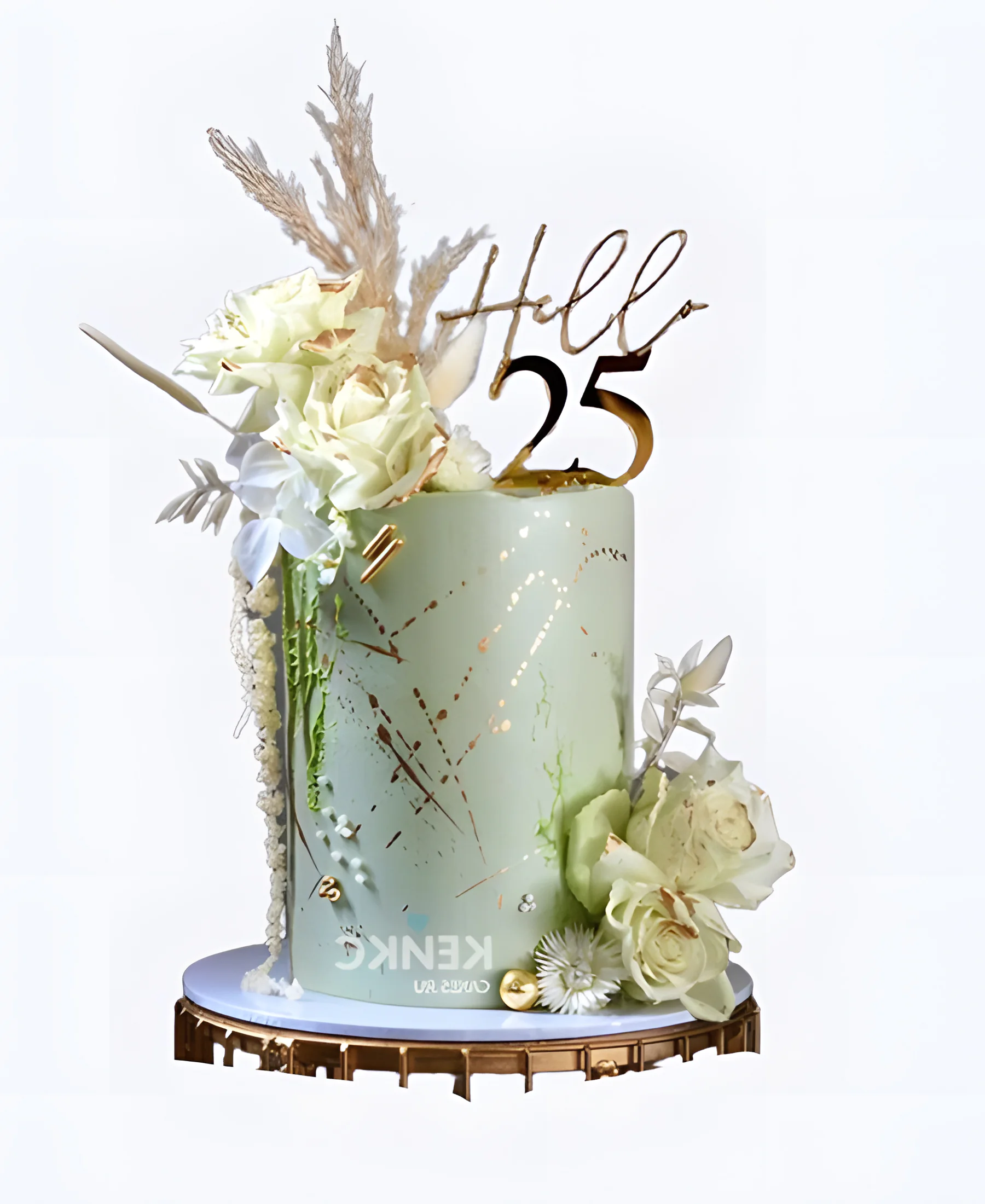 Эффектный торт на 25 лет с цветами и цифрой Фото