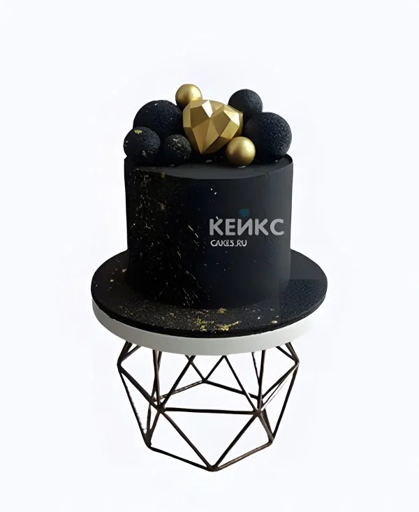 Элегантный черный велюровый торт с золотым сердцем Элегантный черный велюровый торт с золотым сердцем Фото