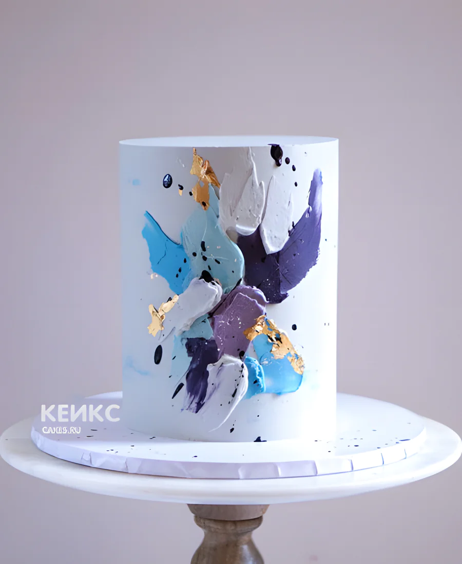 Эстетичный торт с яркими контрастными мазками Фото