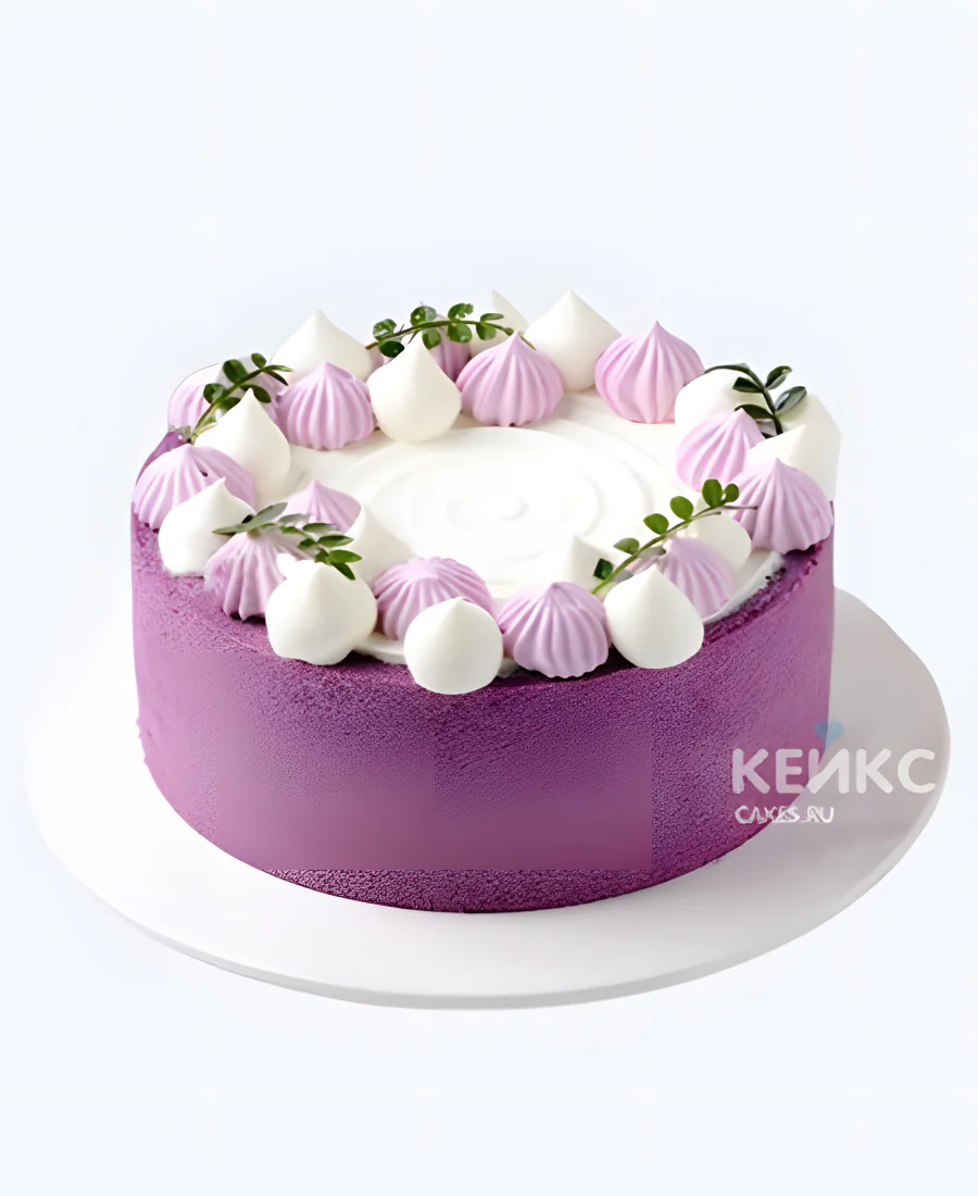 Фиолетовый торт с зефирками и веточками Фиолетовый торт с зефирками и веточками Фото