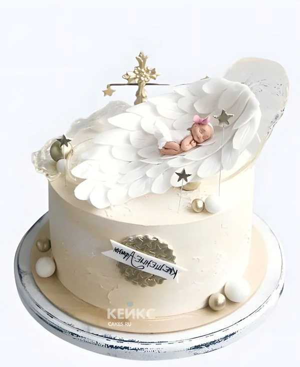Изящный торт на выписку с младенцем Изящный торт на выписку с младенцем Фото