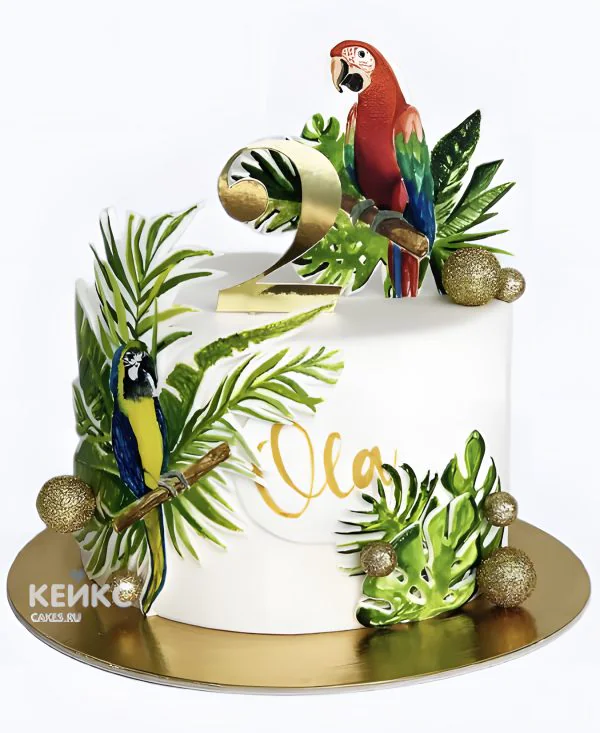 Классический торт с попугаем на 2 года Классический торт с попугаем на 2 года Фото