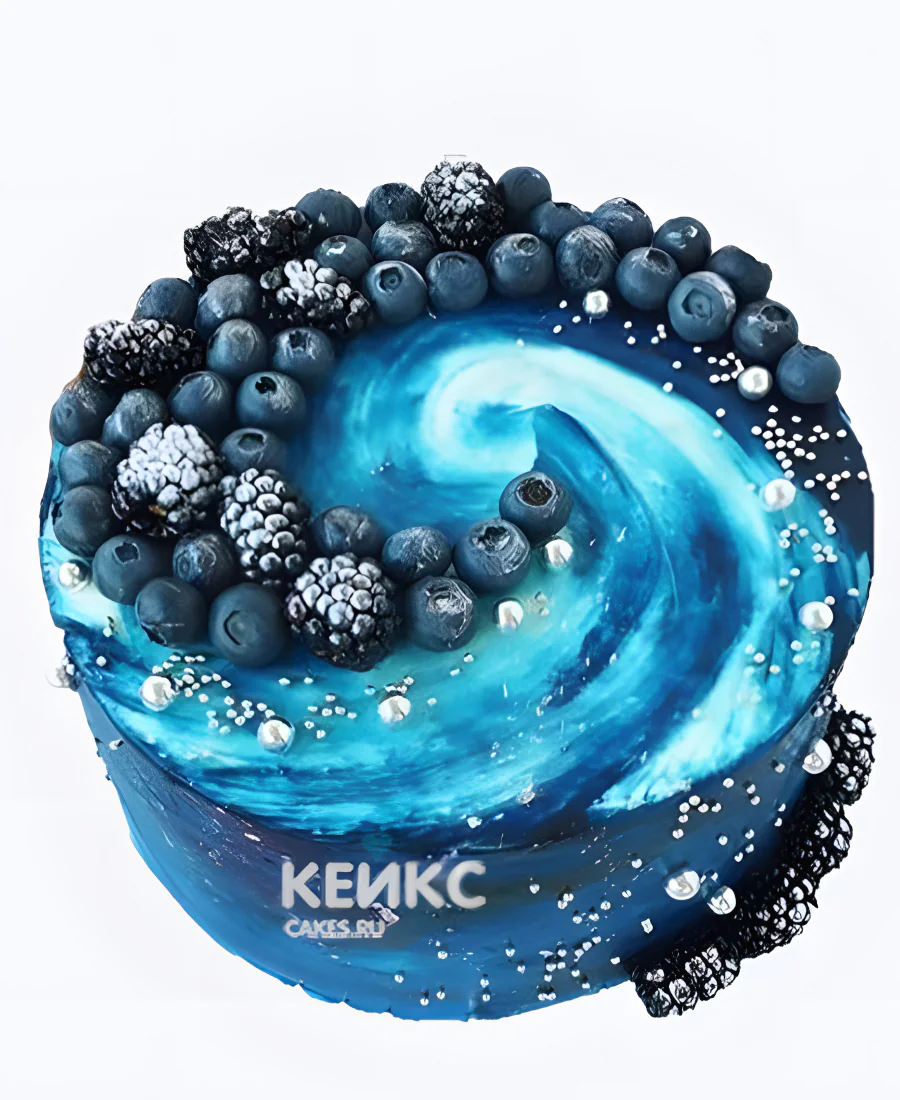 Космический бенто торт с голубикой и ежевикой Космический бенто торт с голубикой и ежевикой Фото