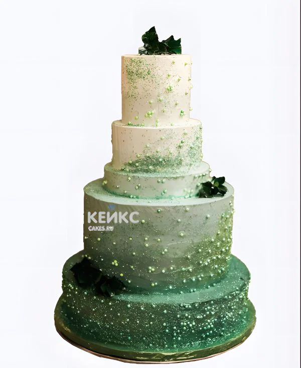 Красивый зеленый торт с бусинами Красивый зеленый торт с бусинами Фото