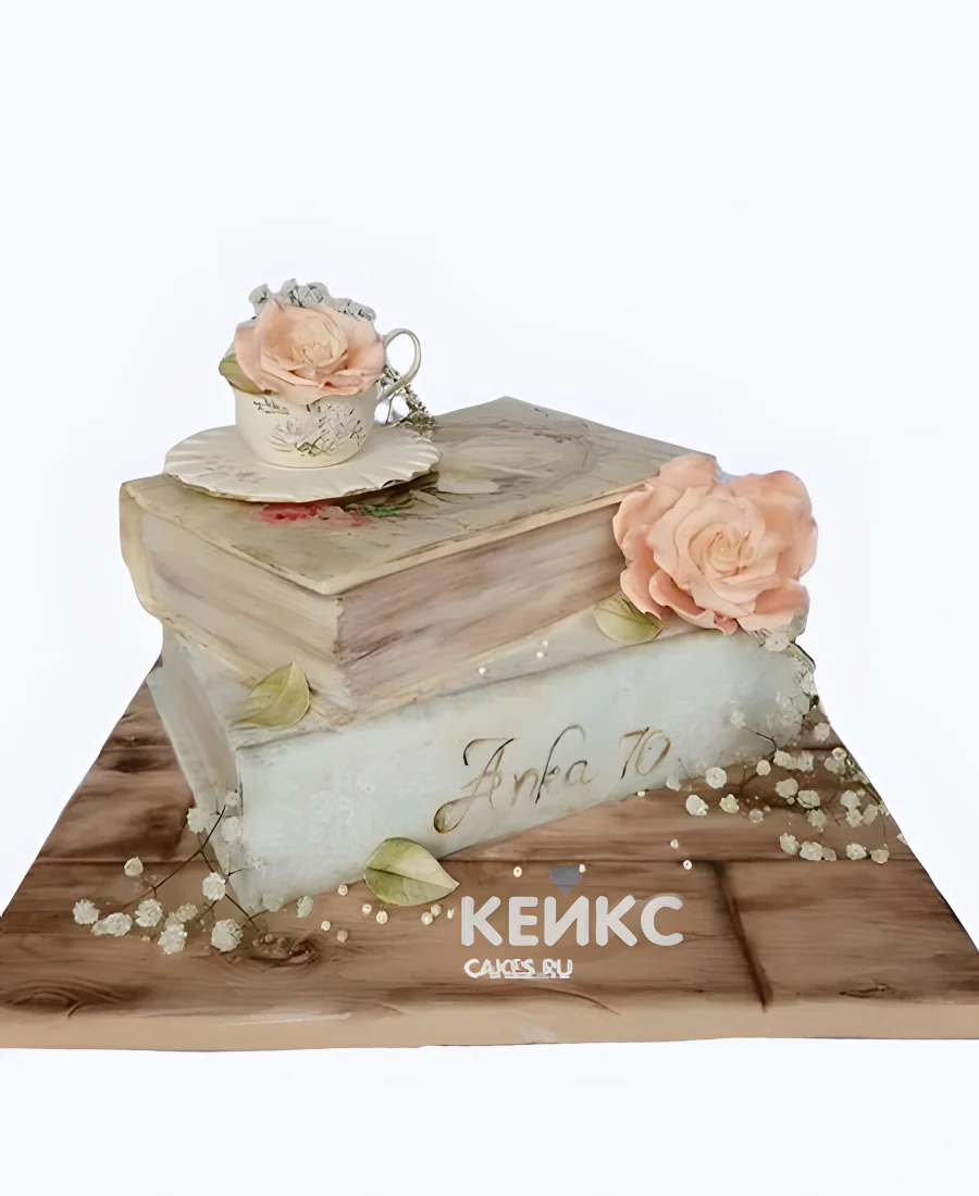 Легкий бенто торт с книгой и розами Легкий бенто торт с книгой и розами Фото