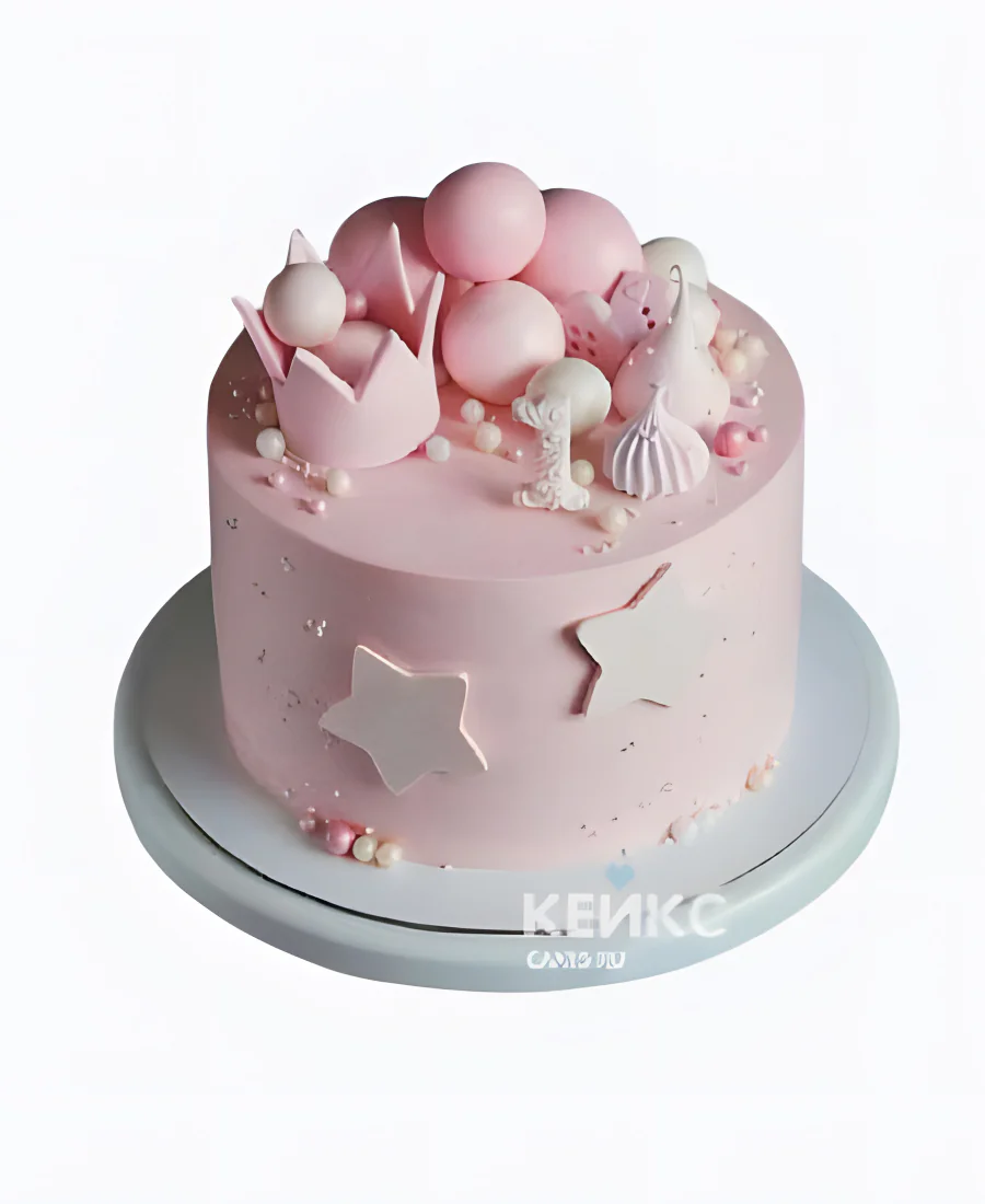 Легкий торт девочке на годик из крема Легкий торт девочке на годик из крема Фото