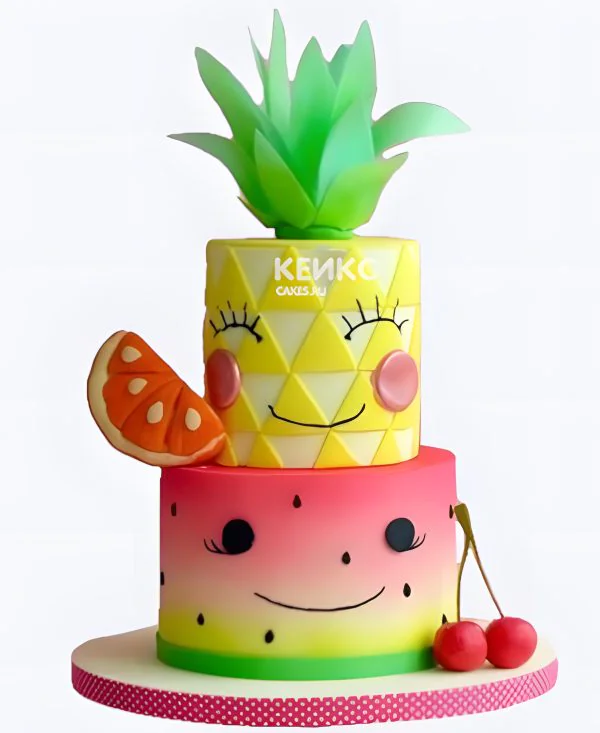 Летний торт с ананасом и арбузом Летний торт с ананасом и арбузом Фото