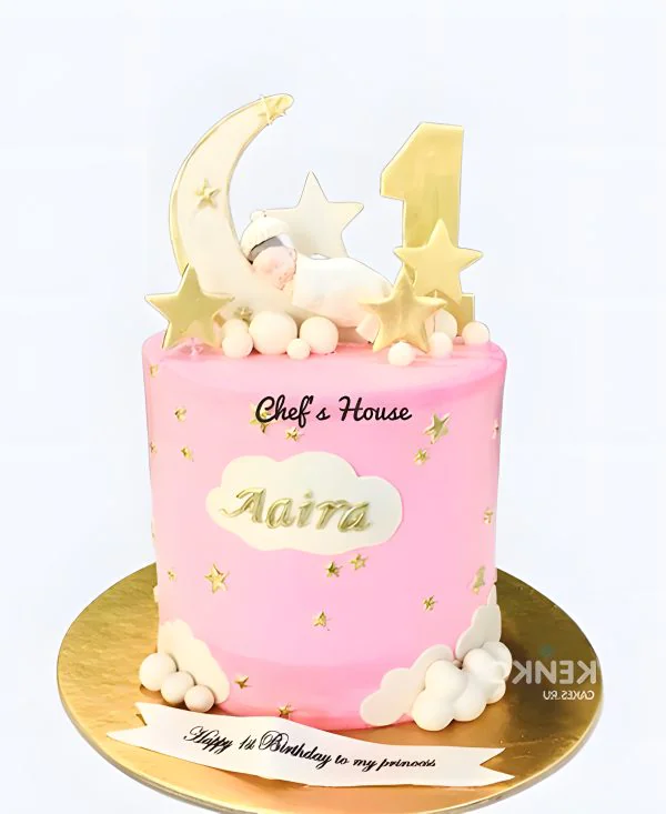 Милый розовый торт на выписку Фото