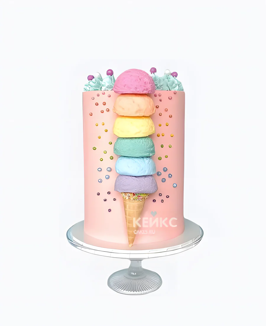 Милый торт девочке на 5 лет с мороженым Милый торт девочке на 5 лет с мороженым Фото