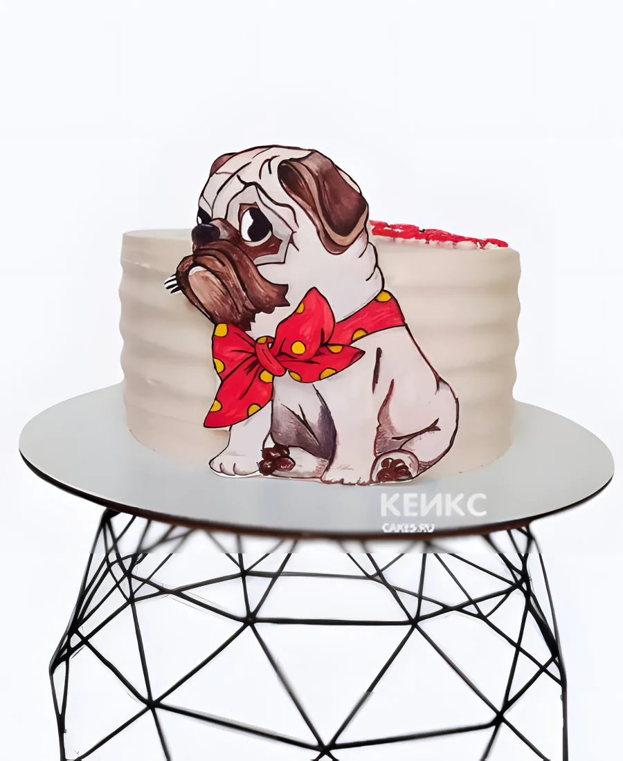 Милый торт с мопсом в платке Милый торт с мопсом в платке Фото