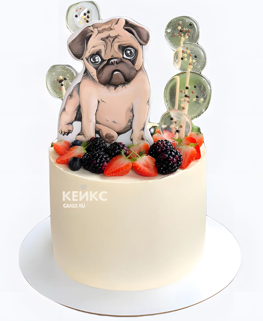 Торт с топпером мопса Торт с топпером мопса Фото