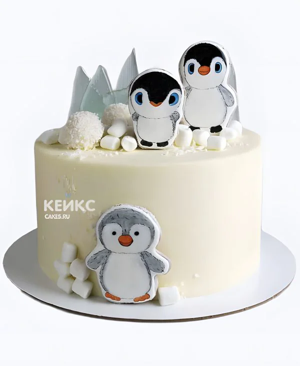 Молочный торт с пингвинами Молочный торт с пингвинами Фото