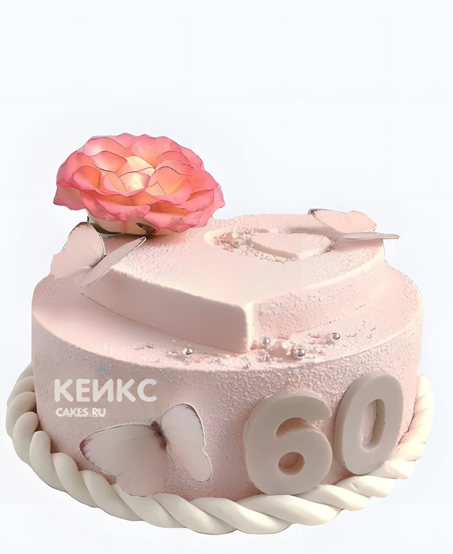 Необычный бенто торт женщине на 60 лет с цветком и бабочкой Необычный бенто торт женщине на 60 лет с цветком и бабочкой Фото
