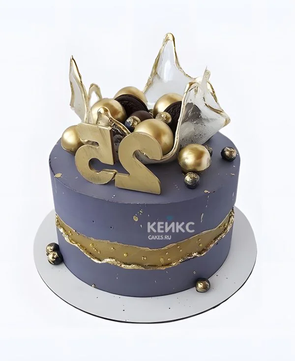 Необычный торт на 25 лет с цифрой и шариками Фото