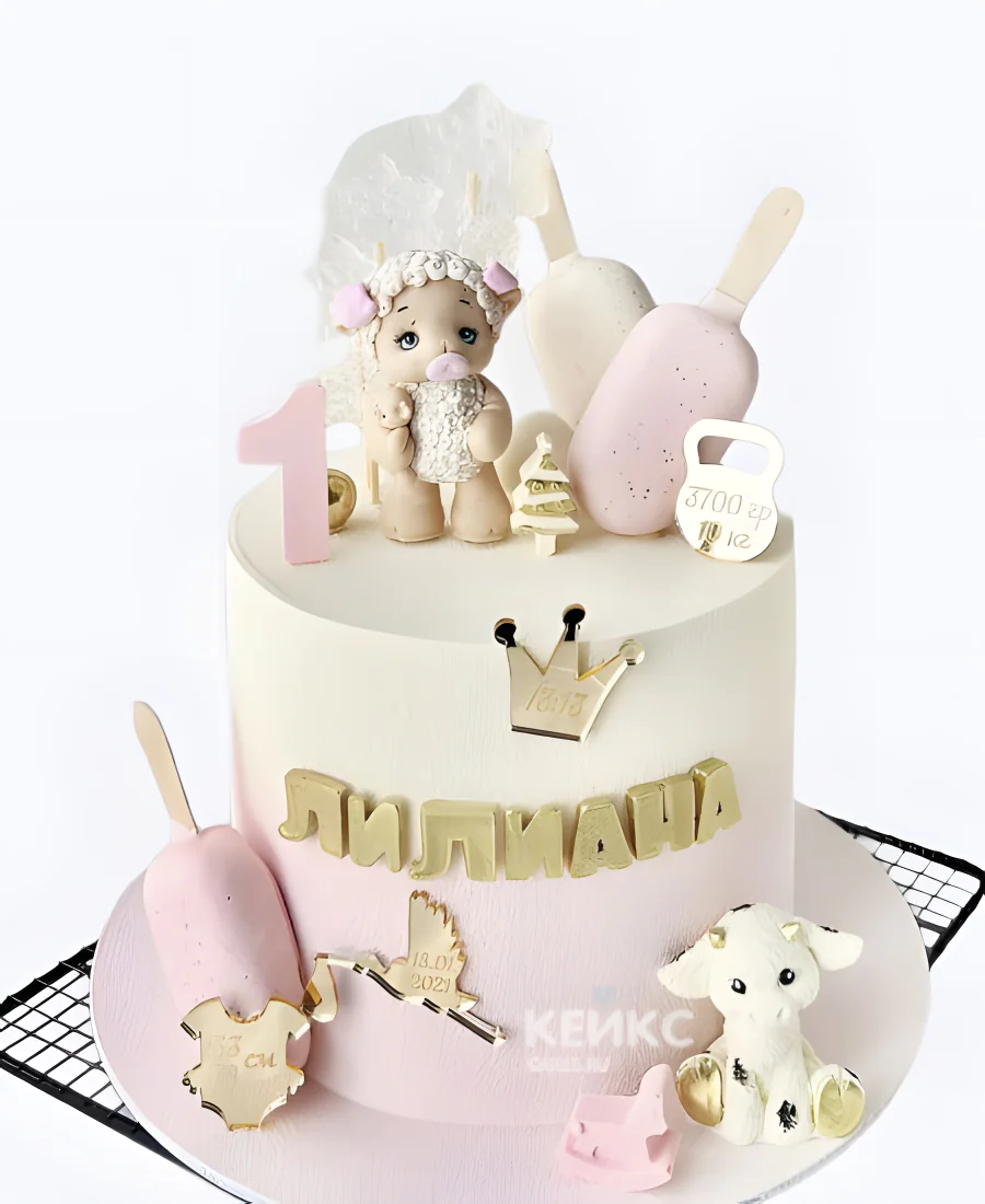 Нежнейший торт с овечкой для девочки Нежнейший торт с овечкой для девочки Фото