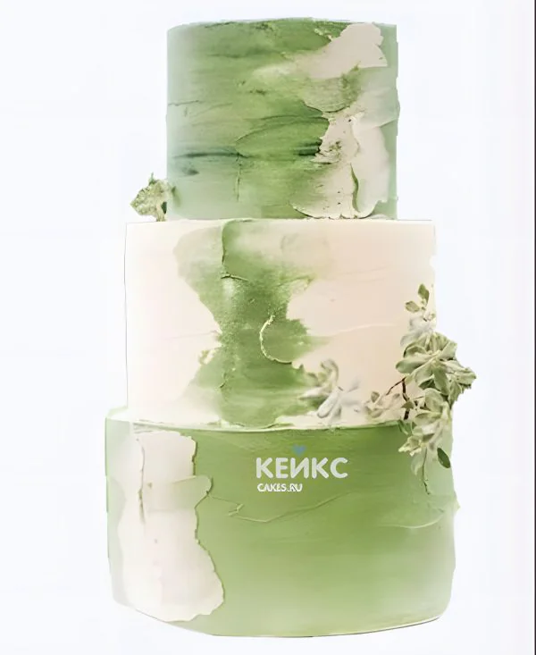 Нежный пастельный торт в зеленых тонах Нежный пастельный торт в зеленых тонах Фото