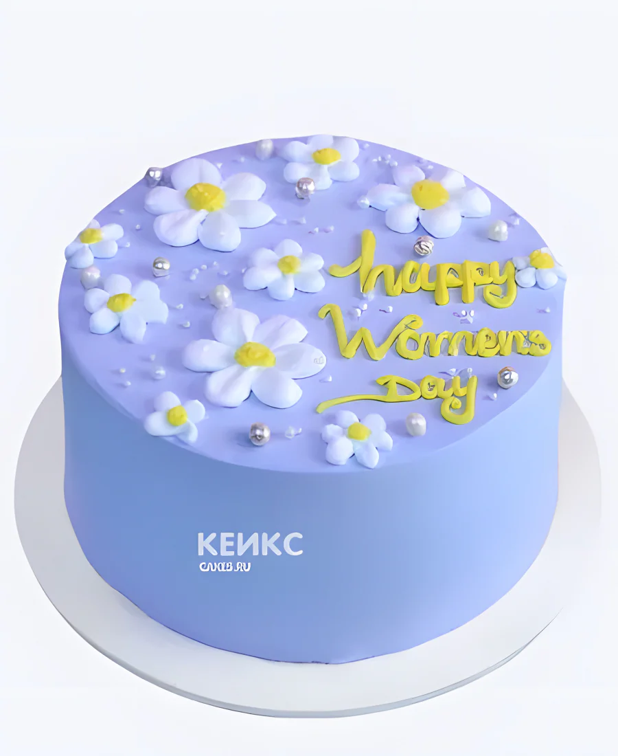 Нежный торт на 8 марта с ромашками из мастики Нежный торт на 8 марта с ромашками из мастики Фото