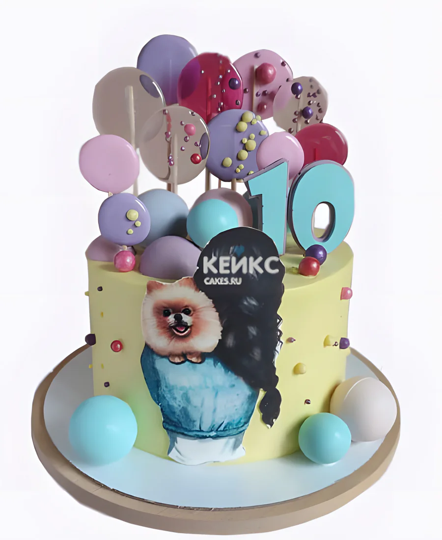 Торт со шпицем и картинкой девочки Торт со шпицем и картинкой девочки Фото