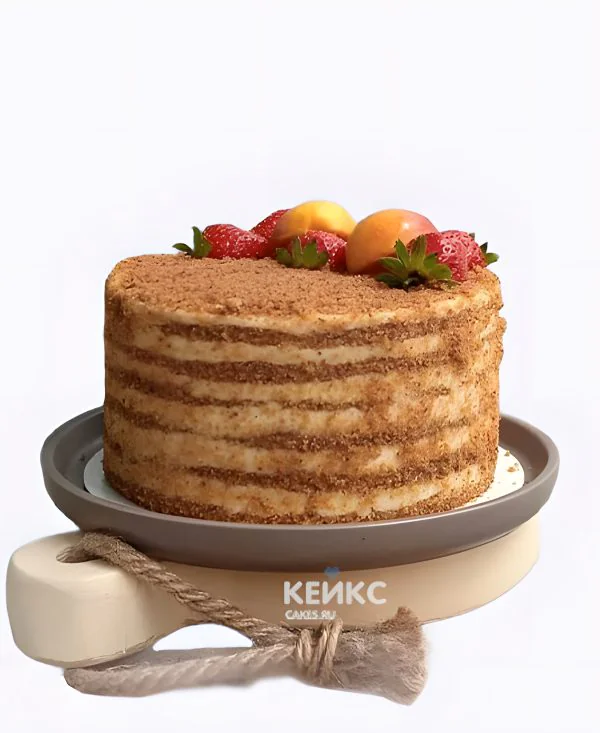 Открытый медовый постный торт Фото