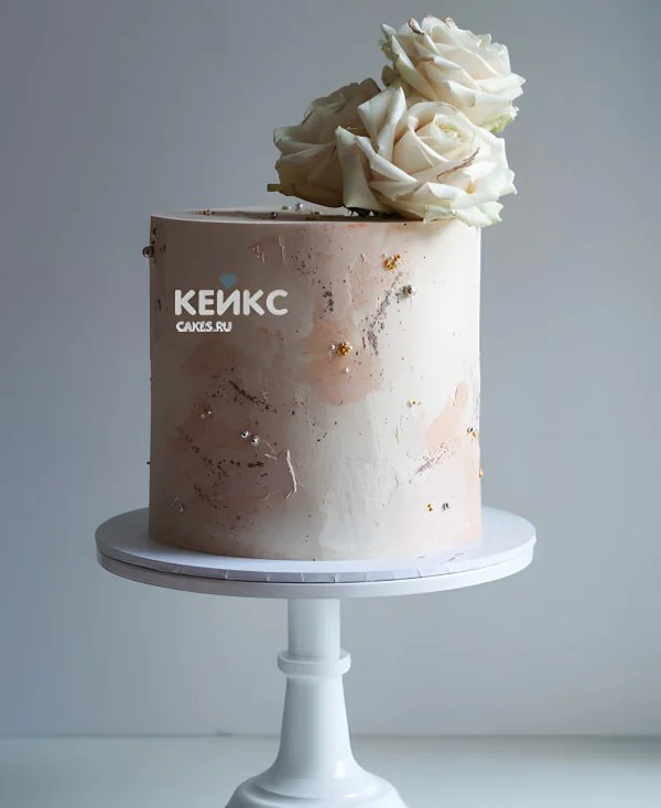 Пастельно-розовый эстетичный торт с розами Пастельно-розовый эстетичный торт с розами Фото