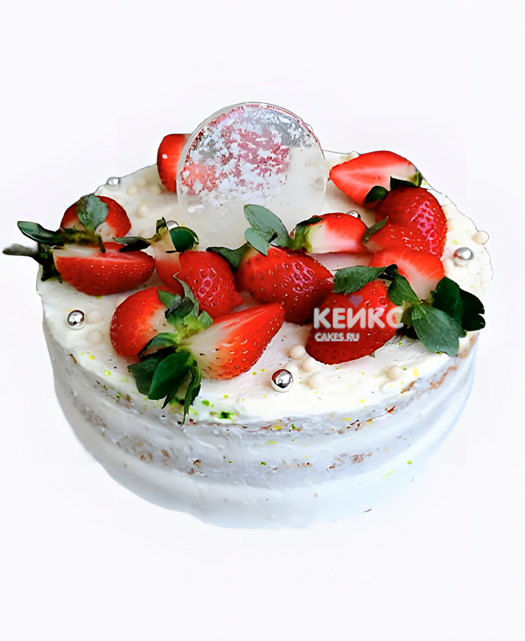 Постный торт с клубникой и леденцом Постный торт с клубникой и леденцом Фото