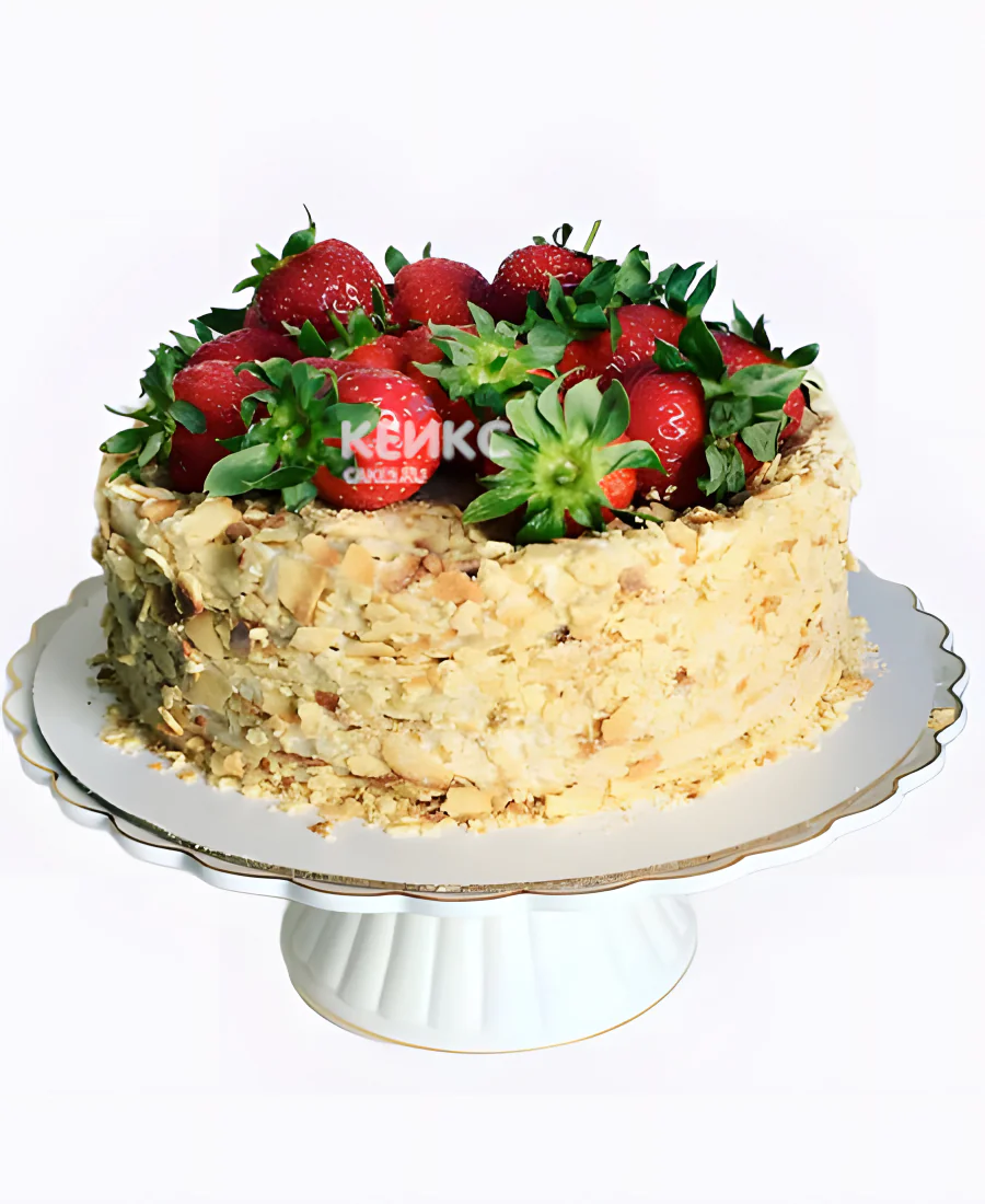 Постный торт с клубникой Фото