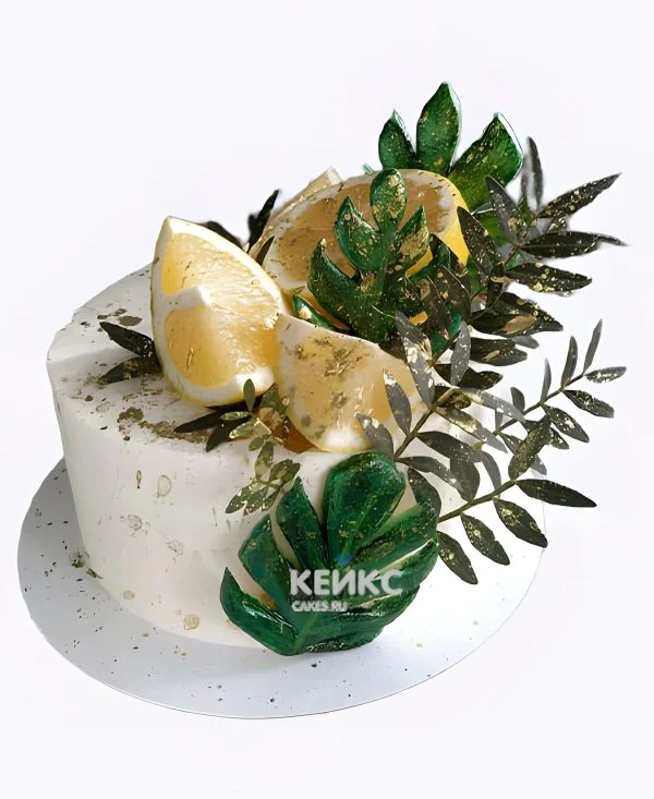 Постный торт с украшением и лимоном Постный торт с украшением и лимоном Фото